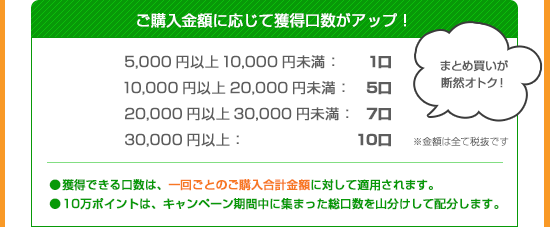 ご購入金額に応じて獲得口数がアップ!